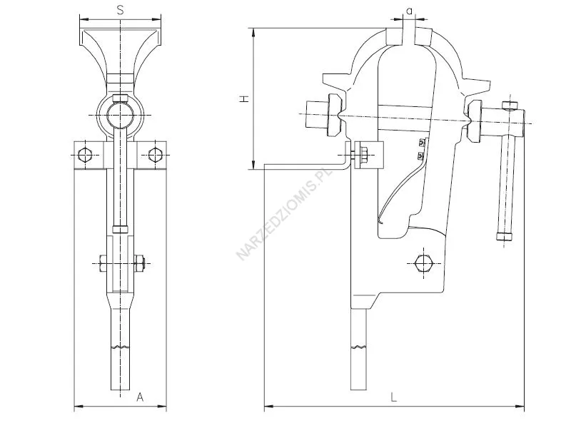 Rysunek techniczny: Imadło ślusarskie kowalskie 1253 150 - BISON-BIAL